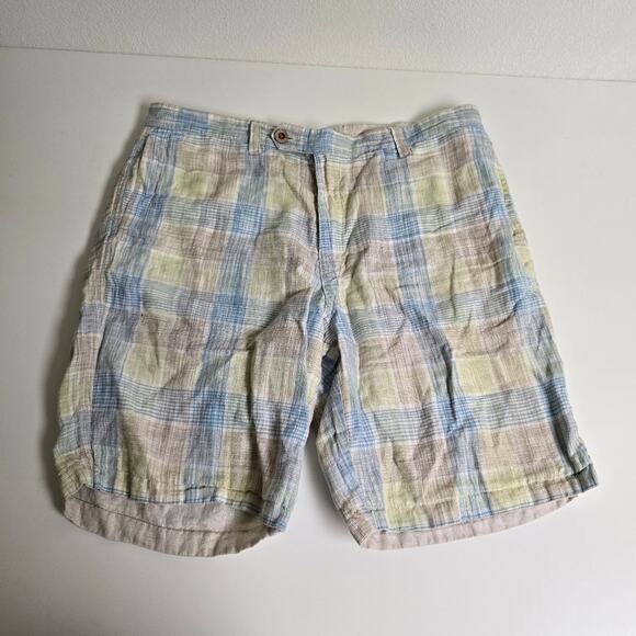 Tommy Bahama Relax Reversible Linen Shorts Size 36 – Plaid, Coastal Prep, 2-in-1 - Picture 1 of 16